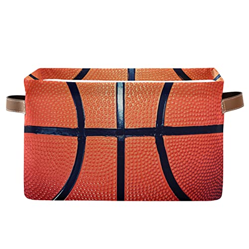 Sport Basketball Storage Bin Canvas Toys Storage Basket Bin Large Storage Cube Box Collapsible with Handles for Home Office Bedroom Closet Shelves，1 pc - color: Basketball, size: 1 pc