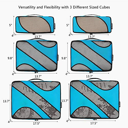 BAGAIL 6 Set Packing Cubes,Travel Luggage Packing Organizers - color: The Blue, style: 6 Set