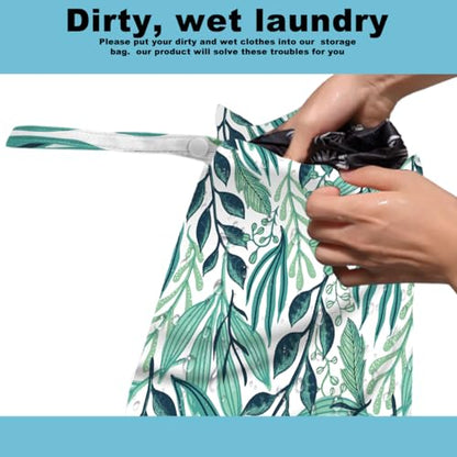 2Pcs Tropical Wet Bag 12x10 Inch, Plant Waterproof Reusable Wet Dry Bags, Leaves Washable Travel Laundry Bags for Swimsuit Beach Diapers Dirty Yoga Gym Clothes, Plants Gifts for Women Friend - color: Multicolor 1342