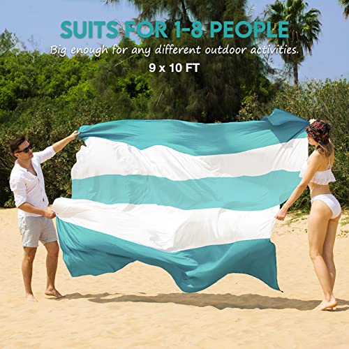 BYDOLL Nylon Beach Blanket Waterproof Sandproof Oversized 10'x9' Suits 1-8 Adults Sand Free Extra Large Blanket Lightweight Soft Picnic Mat for Beach Travel Camping - color: Green, size: 10'X 9'