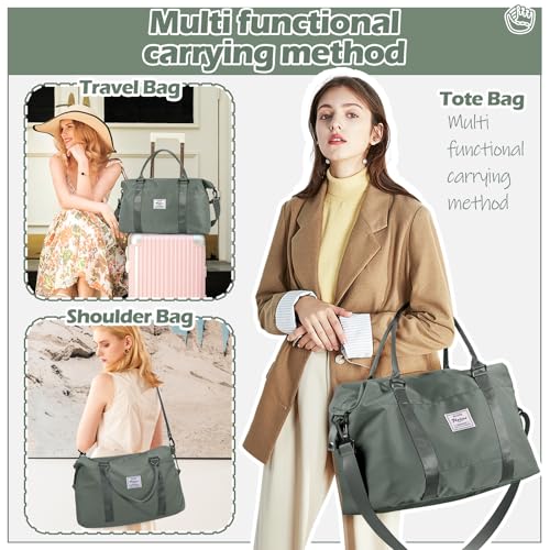 Small Gym Duffel Bag, Travel Weekender Bags for Women, Overnight Gym Carry On Tote Bag with Wet Pocket, Hospital Mom Bag for Labor and Delivery - Green - color: X-Green