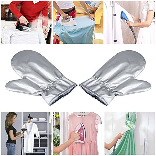 Garment Steamer Ironing Gloves Flexible Anti Steam Mitt Heat Resistant Waterproof Protective Ironing Glove for Steaming Clothes -1 Pair - color: Silver Gloves