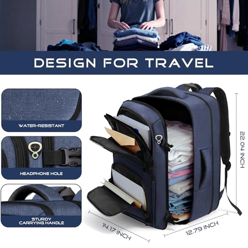 Travel Backpack, Extra Large Carry on Backpack, TSA 18.4 inch Laptop Bags Flight Approved, Lightweight Waterproof Business Luggage Bag, Gifts for Women, Blue - color: Blue, size: XX-Large