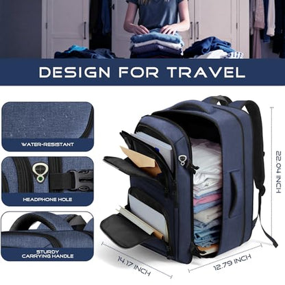 Travel Backpack, Extra Large Carry on Backpack, TSA 18.4 inch Laptop Bags Flight Approved, Lightweight Waterproof Business Luggage Bag, Gifts for Women, Blue - color: Blue, size: XX-Large