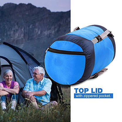 REDCAMP Nylon Compression Stuff Sack, 10L/17L/27L/40L Lightweight Sleeping Bag Compression Sack Great for Backpacking, Hiking and Camping,Blue/Yellow/Army Green/Black - color: Blue,27l, size: Large
