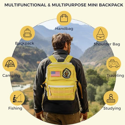 9L Mini Tactical Backpack for Men Women,Small Military Tactical Backpack for Sport,Gym,Hiking,Travel,Camping (Yellow) - color: Yellow