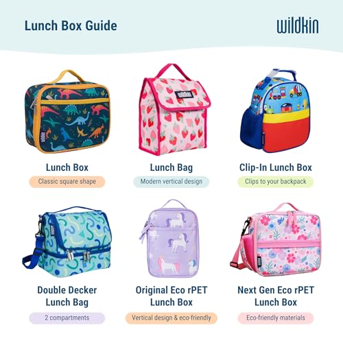 Wildkin Kids Two Compartment Insulated Lunch Bag – Keeps Food Hot or Cold, Easy-Clean Lining, Leak-Resistant & BPA-Free – Boys & Girls, Ideal for School, Travel & Daycare – Pink Glitter - color: Pink Glitter
