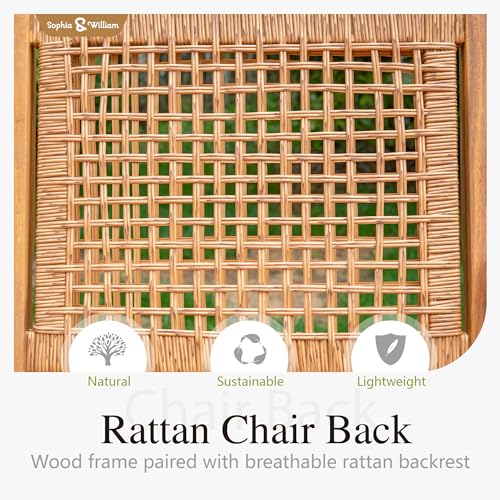 Sophia & William Outdoor Dining Set, Patio Furniture Set with Table and Chairs Set Wooden, Rattan Furniture Set of 8 Chairs and 1 Acacia Wood Rectangular Table for Yard, Garden, Porch and Poolside - size: 8 Seats