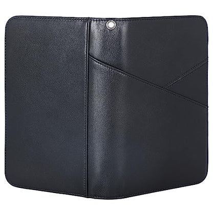 Polare Napa Leather Passport Holder With YKK Zipper RFID Blocking Travel Document Organizer Ticket Holder Cover Case Holds 2 Passports (Black) - color: Black