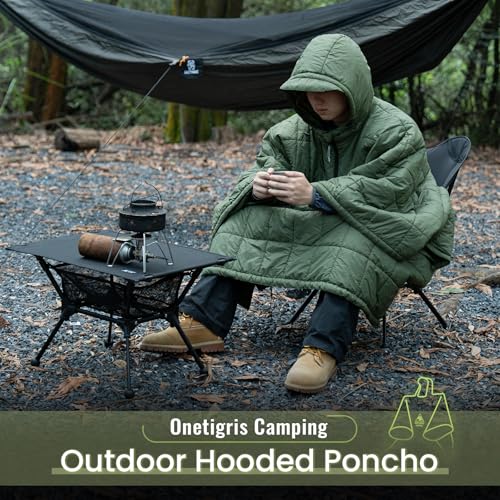 ONETIGRIS Camping Blanket with with Recycled Synthetic Insulation,Wearable Hoodie Blanket | Ultralight Water-Resistant Warm Camping Blanket for Outdoor, Hiking, Stadium - color: 2pcs-green