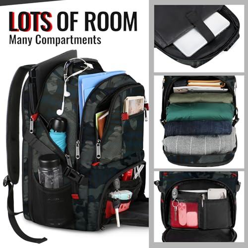 YOREPEK Large Backpack for Men, Extra Large Laptop Backpacks for Men Women, Water Resistant Travel Backpack Airline Approved Business Work Bag Fits 17 Inch Computer, Black - color: Camouflage, size: 17 Inch