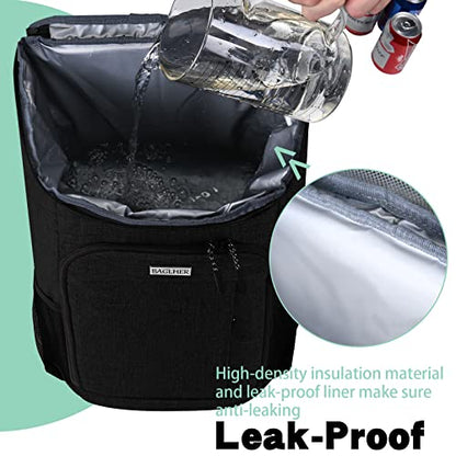 BAGLHER Lightweight Insulated Cooler Backpack - 30 Cans, Leak-Proof for Lunch, Picnic, Hiking, Camping Trips - color: black-plus
