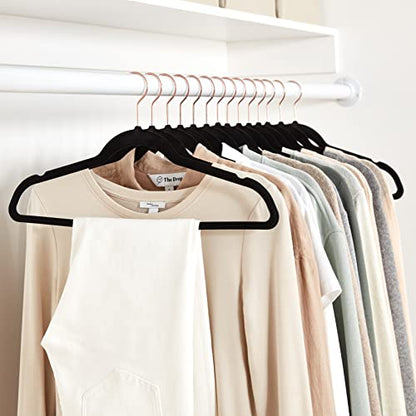 Amazon Basics Slim Velvet Non-Slip Space Saving Sturdy Suit Clothes Hangers, Closet Organizer, Black/Rose Gold, 30-Pack - color: Black/Gold, size: Pack of 30