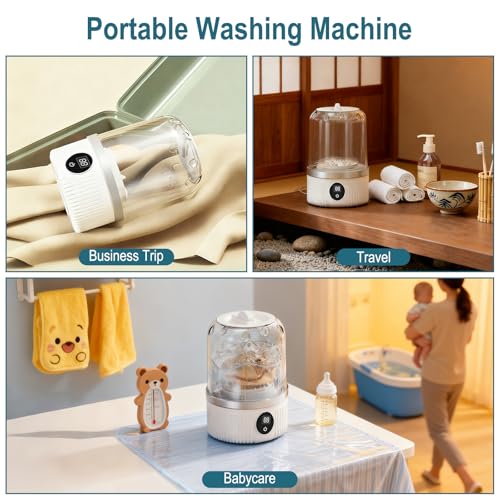 Portable Washing Machine, Compact Laundry Washer Deep Cleans Small Clothes, Socks, Underwear, Mini Washing Machine Rechargeable for Apartment, RV, Hotel, Travel & Camping Use