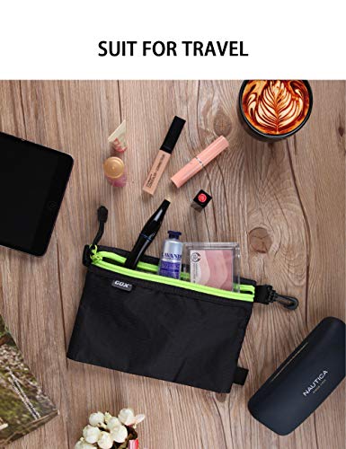 GOX Ultra Light Carry On Small Zipper Pouch, Toiletry Bag, Packing Sack, Makeup Bag, Digital bag,Watre Repellent Nylon (Black) - color: Black