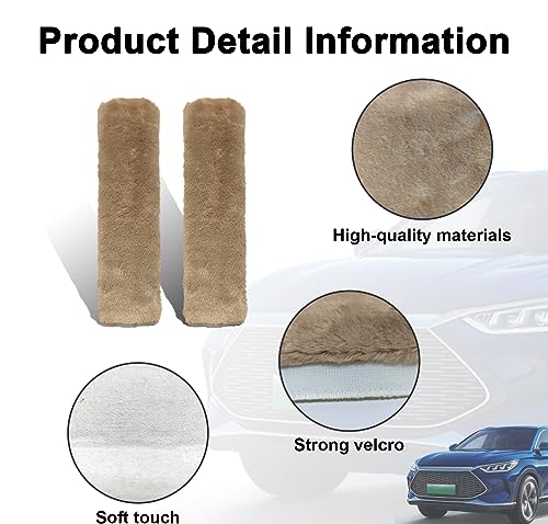 Ziciner 2 Packs Car Seatbelt Covers Shoulder Pad, Universal Soft Faux Sheepskin Shoulder Cover for Comfortable Driving, Fluffy Seat Belt Protector Help to Protect Your Neck and Shoulder (Light Brown) - color: Light Brown