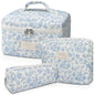 Gosect Makeup Bag, Large Quilted Cosmetic Bag, Big Floral Make Up Bag for Women Girls, Cute Cotton Makeup Bag Set, Flower Travel Toiletry Organizer Bag (Blue Flower) - color: Flower