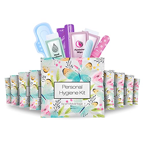 Menstrual Kit All-in-One 10 Pack | Convenience on The Go | Period Kit Pack for Travelling, Tweens & Teenager | Individually Wrapped Feminine Hygiene Product (Butterflies) - color: Butterflies
