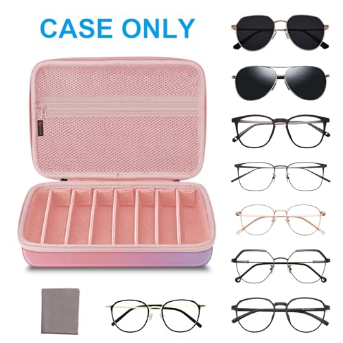 FINTIE Travel Sunglasses Organizer Case with 8-Slot Adjustable Compartments, Hard EVA Eyeglasses Storage Bag for Men Women (Fantasy Ombre) - color: Fantasy Ombre