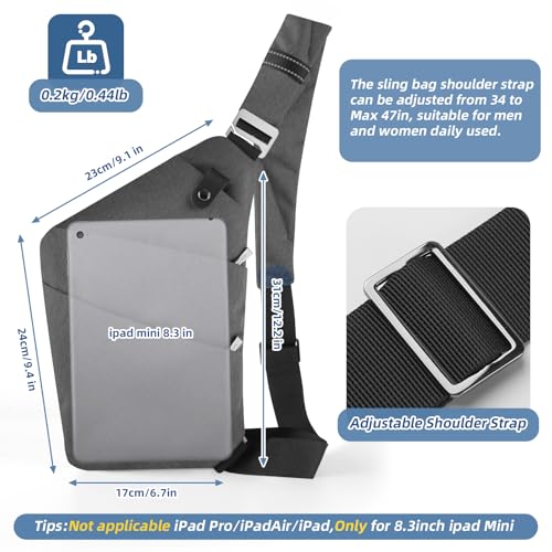 VADOO Sling Bag - Anti-theft Crossbody Shoulder Bag for Men and Women - color: Dark Grey