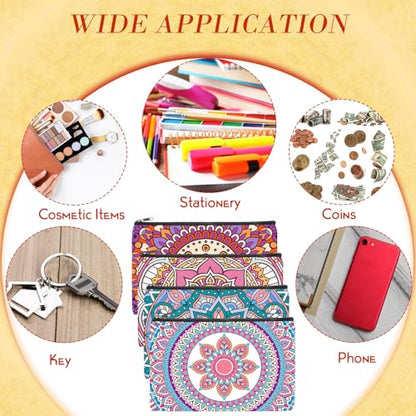 Eccliy 20 Pcs Mandala Makeup Bag Mandala Cosmetic Bag Canvas Gifts Mandala Accessories for Girls Toiletry Pouch with Zipper for Women Party, 8 x 5 Inch - size: 8 x 5 Inch, style: Mandala