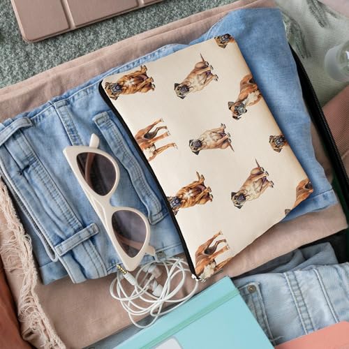 Boxer Dog Makeup Bag, Boxer Lovers Gifts Cosmetic Bag for Women, Dog Mom Lovers Owner Gifts for Women Christmas, Pet Lover Gift Zipper Travel Makeup Pouch for Purse - color: boxer
