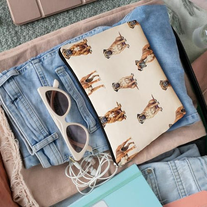 Boxer Dog Makeup Bag, Boxer Lovers Gifts Cosmetic Bag for Women, Dog Mom Lovers Owner Gifts for Women Christmas, Pet Lover Gift Zipper Travel Makeup Pouch for Purse - color: boxer
