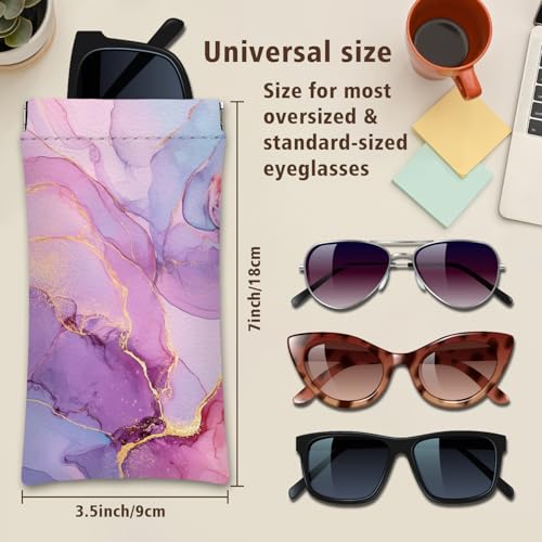 Eyeglasses Sunglasses Case PU Soft Squeeze Top Glasses Pouch for Women Men,Floral Pattern Portable Anti Scratch - color: Pink+blue