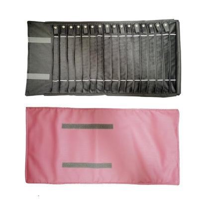 Portable Jewelry Roll Untangled Secure Necklace Travel Storage Bag Displays Holder 16 Chain (Pink PU and gray velvet) - color: Pink PU and gray velvet