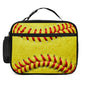 Yellow Baseball Texture Lunch Bag Insulated Reusable Lunch Box Cooler Thermal Tote Bag For Teenage Boys Girls School Beach - color: Yellow Baseball Texture