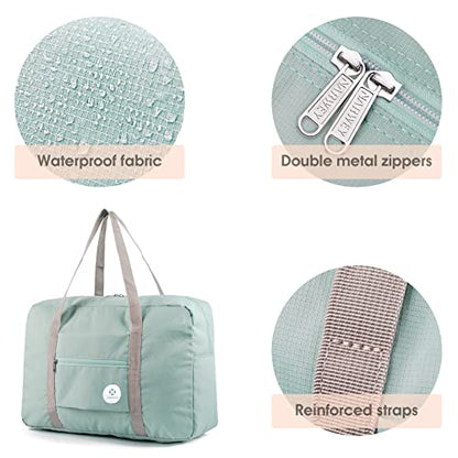For Spirit Airlines Personal Item Bag Foldable Travel Duffel Bag Tote Carry on Luggage Duffle Overnight for Women and Men - color: 1112 Mint Green