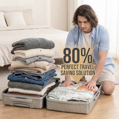 TAILI 12 Pack Cube Vacuum Storage Bags, Medium Size (25x19x11 inch), Vacuum Seal Bags for Clothing, Compression Packing Cube for Clothes, Blankets, Baby Clothes - size: 12 Medium