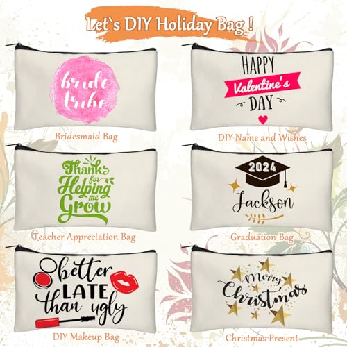 Legigo Blank Canvas Bag Zipper Pouch Makeup Bags Bulk - Multi-Purpose Canvas Pencil Pouch with Sturdy Zipper, Cosmetic Bag Travel Toiletry Bag for DIY Craft Projects, Storage (8.3 x 5 inches) - color: Beige