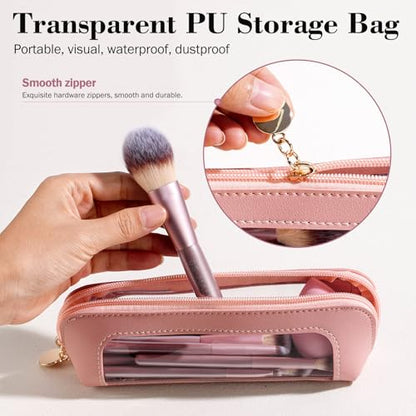 BS-MALL 14 Pcs Makeup Brushes Set with 1 Pcs Makeup Sponge – Essential Foundation Powder Concealers, Eye Shadows, Blush Makeup Brushes with Travel Makeup Case (Matte Gold Pink) - color: Matte Gold Pink