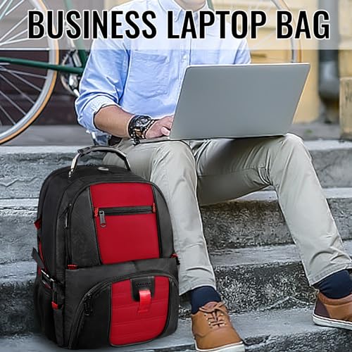YOREPEK Large Backpack for Men, Extra Large Laptop Backpacks for Men Women, Water Resistant Travel Backpack Airline Approved Business Work Bag Fits 18.4 Inch Computer, Black - color: Red, size: 18.4 Inch