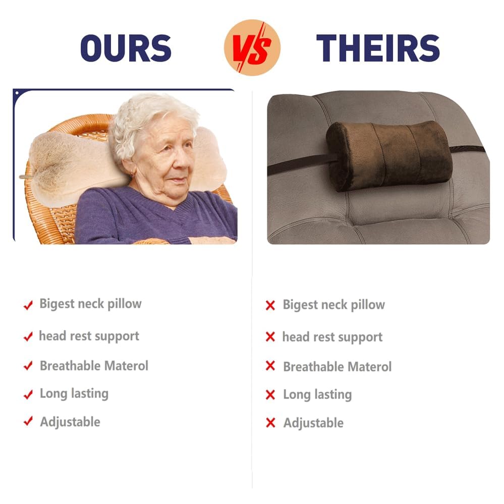 Head Recliner Pillow Adjustable Cotton Headrest Pillows for Recliner Chairs, Pain Relief Neck Support Pillow for Travel Home Sofa Armchair with Zipper Cover (Cream) - color: Cream