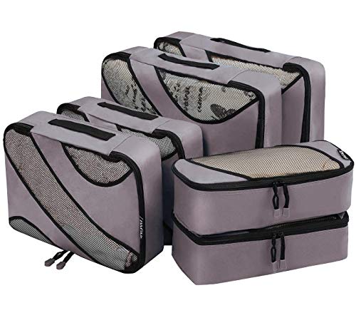 BAGAIL 6 Set Packing Cubes,Travel Luggage Packing Organizers - color: The Dark Grey, style: 6 Set