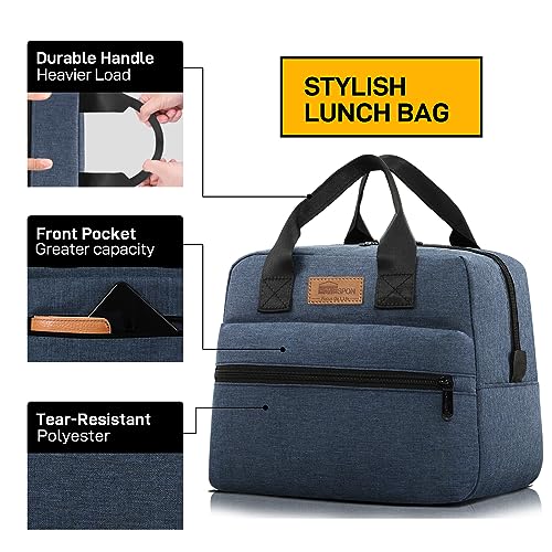 HOMESPON Insulated Lunch Bag for Women Men Lunch Box Cooler Lunch Tote for Work Picnic (Navy) - color: Navy