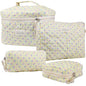 NATINSA Cute Makeup Bag for Women(2 Pcs), Travel Cosmetic Bags, Quilted Coquette Aesthetic Floral Toiletry Organizer Bag (44 - Purple Rose/4PCS) - color: 44 - Purple Rose/4PCS