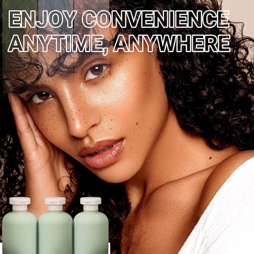 ASEVAT3.4oz 3Pcs Green Plastic Refillable Travel Shampoo and Conditioner Bottles Plastic Refillable Travel Shampoo Bottles with Flip Cap Shampoo and Conditioner Dispenser - color: Green, size: 3.4oz