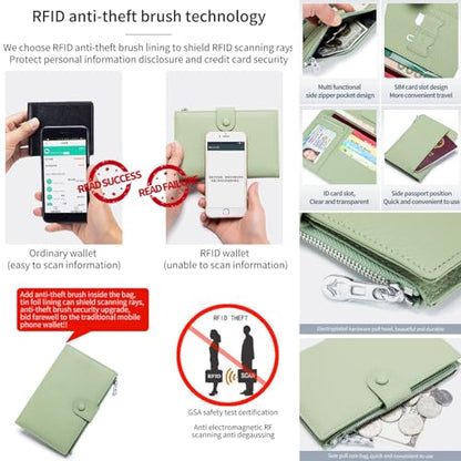 Genuine Leather RFID Blocking Passport Holder Wallet, Multi-Functional Travel Document Organizer with SIM Card Slots (Black) - color: Black