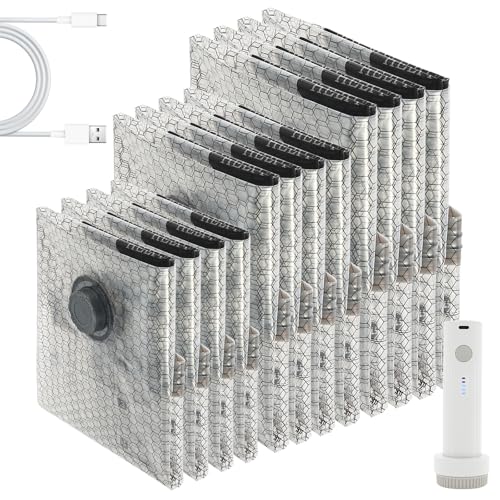 12 Combo Vacuum Storage Bags with Electric Pump (4 Large, 4medium, 4 Small) Travel Clothes Space Saver Bags, Compression Airtight Seal Bags for Clothing, Pillows, Comforters(12PCS with electric pump)