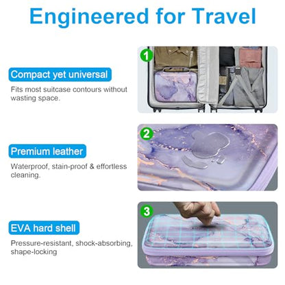 Fintie Travel Sunglasses Organizer Case with 8-Slot Adjustable Compartments, Hard EVA Eyeglasses Storage Bag for Men Women, Lilac Marble - color: lilac marble