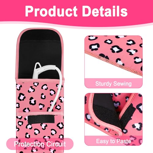Shappy 2 Pcs Heat Resistant Hair Tools Bag Curling Iron Travel Case Cover Neoprene Flat Iron Holder Travel Case and Silicone Mat Pouch for Hot Hair Tools Storage Organizer(Leopard Style) - style: Leopard Style
