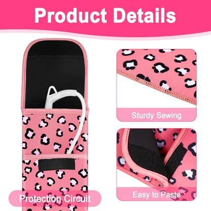 Shappy 2 Pcs Heat Resistant Hair Tools Bag Curling Iron Travel Case Cover Neoprene Flat Iron Holder Travel Case and Silicone Mat Pouch for Hot Hair Tools Storage Organizer(Leopard Style) - style: Leopard Style