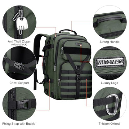 WITZMAN Carry On Travel Backpack for Men Large Convertible 45L Fit 17 Inch Laptop Backpack 3 in 1 Bag for Airline Approved(B688 Light Green) - color: Light Green