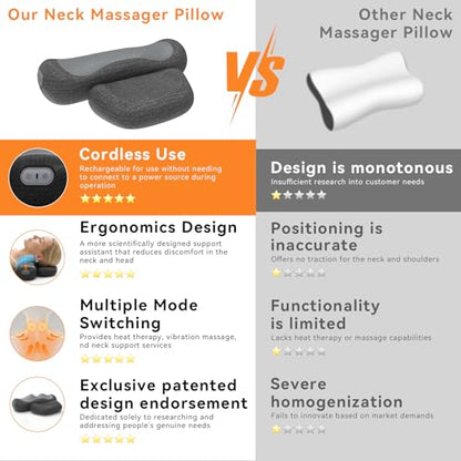 Yunari 3-in-1 Rechargeable Neck Massager Pillow with Heating & Traction, 2026 Latest Patented Ergonomic Cervical Pillow for Deep Tissue Neck Pain Relief, Shoulder & Neck Hump Corrector for Women, Men
