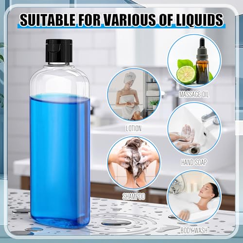 Marsui 50 Pcs Travel Bottles for Toiletries 10 oz Travel Size Containers Clear Shampoo Bottles Refillable Squeeze Bottle with Flip Cap Toiletry Bottle for Shampoo Lotion Conditioner(Black Lid)