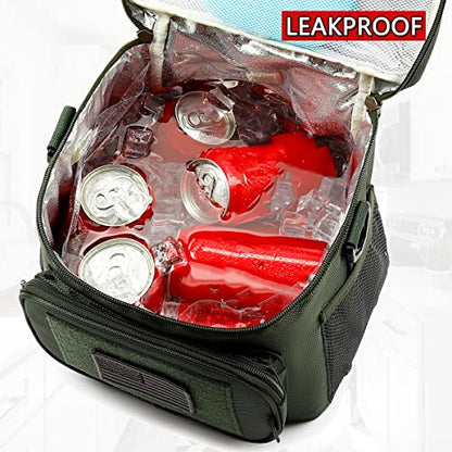 FlowFly Tactical Lunch Bag Large Insulated Lunch Box Cooler Tote for Men, Women with MOLLE/PALS Webbing (Army#Green, Medium) - color: Army#Green, size: Medium