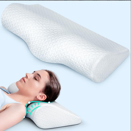 Cervical Neck Pillows for Pain Relief Sleeping, High-Density Memory Foam Pillow Neck for Bolster Support and Shoulder Relaxer, Decompression Devices Orthopedic Roll Pillow for Bed Office White - color: White, size: 1 PACK Neck Pillow